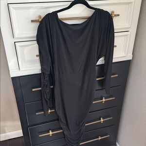 Boohoo Plus Elegant Black Long Sleeve Dress